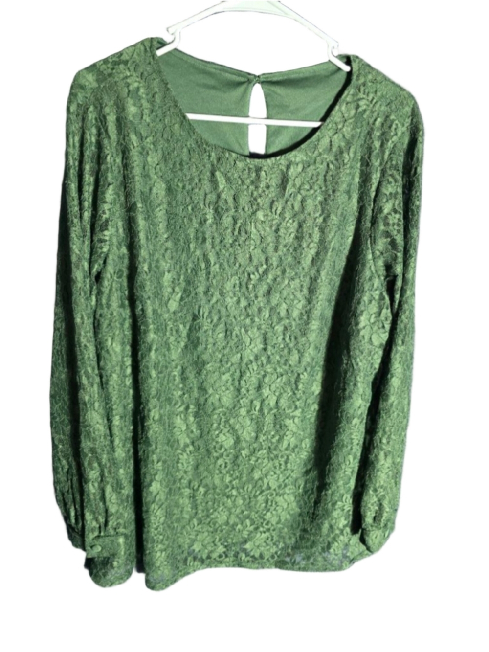 Women's BLOOMCHIC Green Lace Blouse Plus Size 18-20 romantic festive